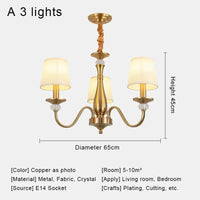 Retro fabric chandelier for country style interior décor