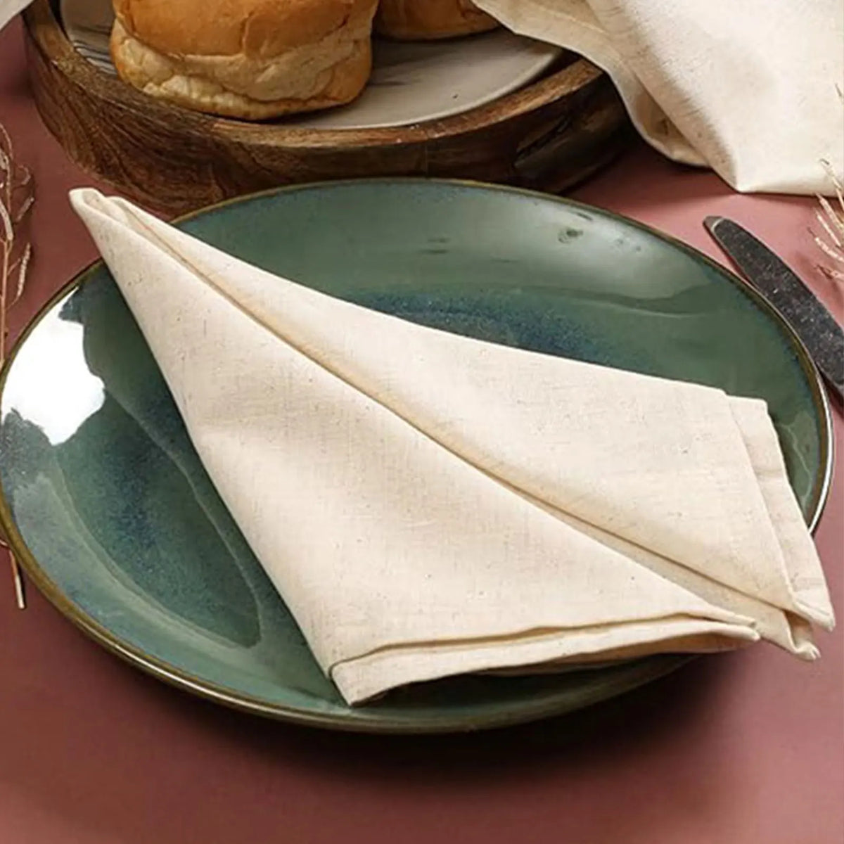 Serviette de table épaisse style pastoral réutilisable 40x40 - vue 5 sur 8