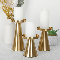 Set of 3 metal candle holders for wedding decor and luxury gifts