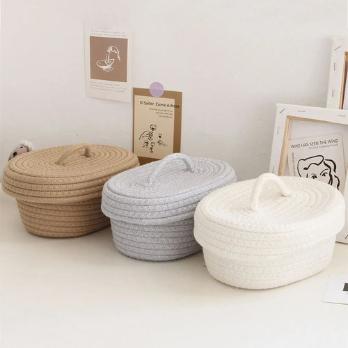 hand-woven multifunctional storage baskets - vue 2 sur 12
