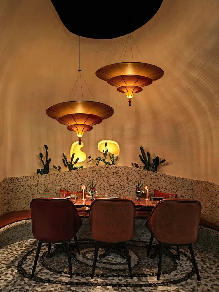 Thai umbrella chandelier wabi-sabi style for modern interiors