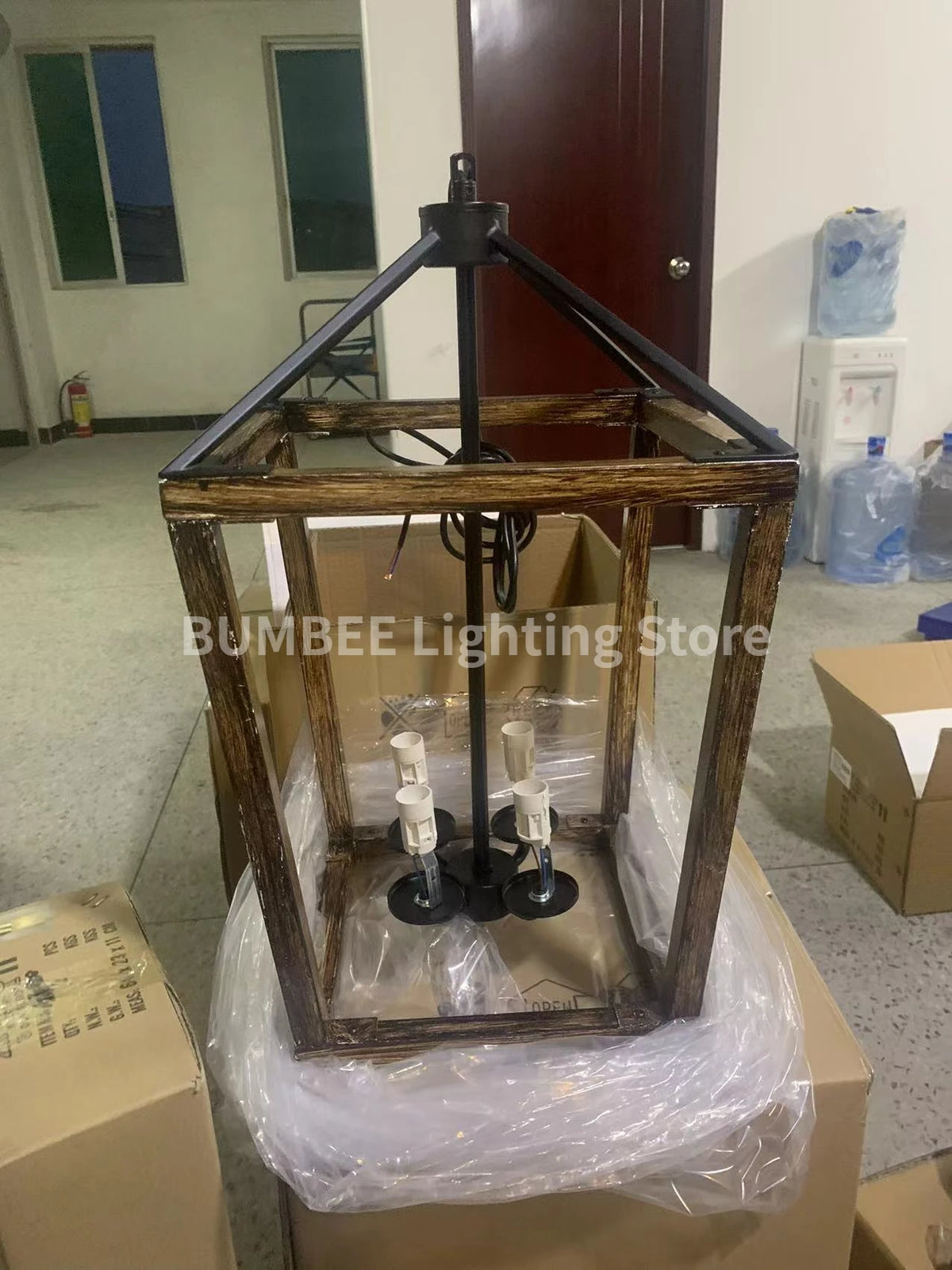 American retro iron birdcage chandelier modern industrial lighting - vue 3 sur 8