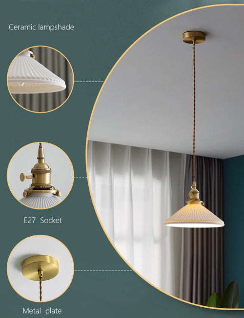 Nordic Japanese style luxury LED pendant light - vue 5 sur 10