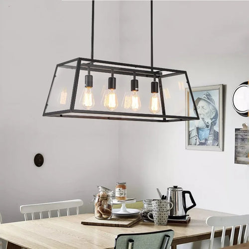 Vintage industrial iron and acrylic pendant light for kitchen and bar - vue 2 sur 6