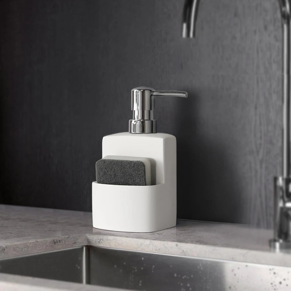 liquid soap dispenser with storage for kitchen accessories