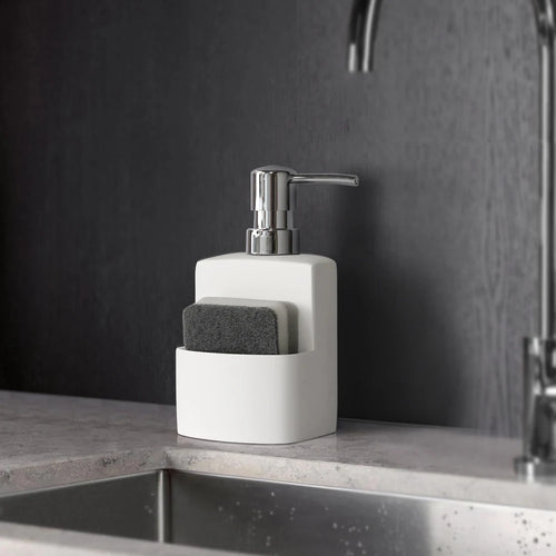 liquid soap dispenser with storage for kitchen accessories - vue 3 sur 14