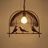 Wrought iron birdcage chandelier for café and bar