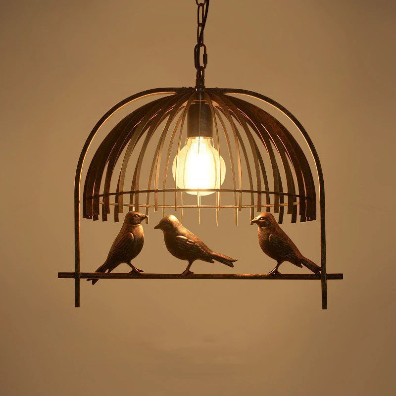 Wrought iron birdcage chandelier for café and bar