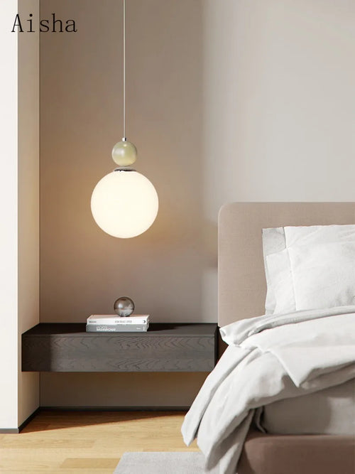 Minimalist romantic glass pendant light with eye protection decorative - vue 4 sur 10