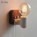 Vintage walnut wall light with pull switch