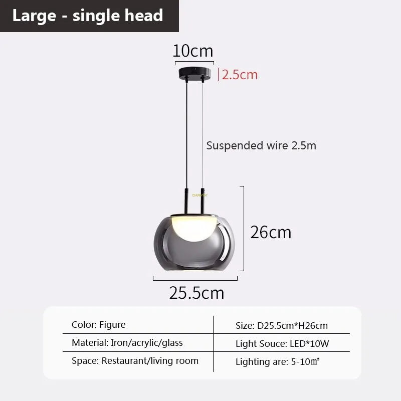 Multi-head glass pendant light for modern interiors - vue 7 sur 23