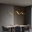 Modern copper LED chandelier with wave design