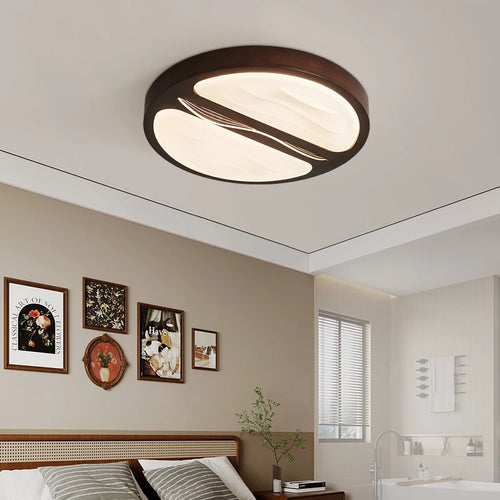 Rectangular full spectrum ceiling light in black walnut - vue 3 sur 10