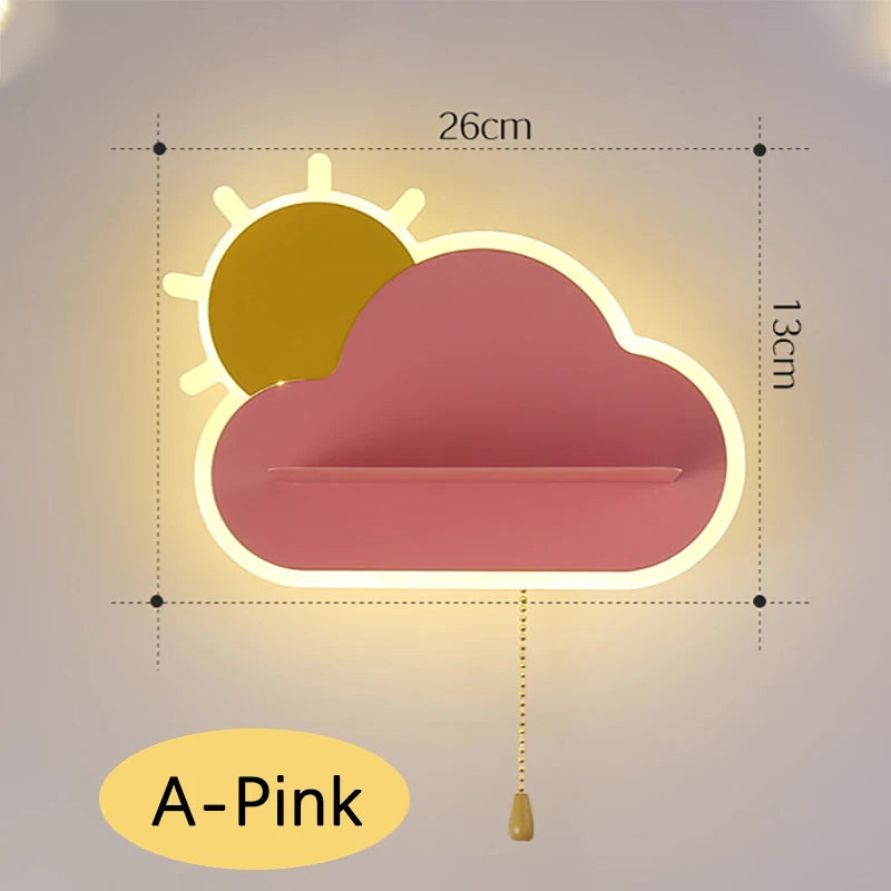 applique murale led décorative pour chambre de bébé nuage et soleil