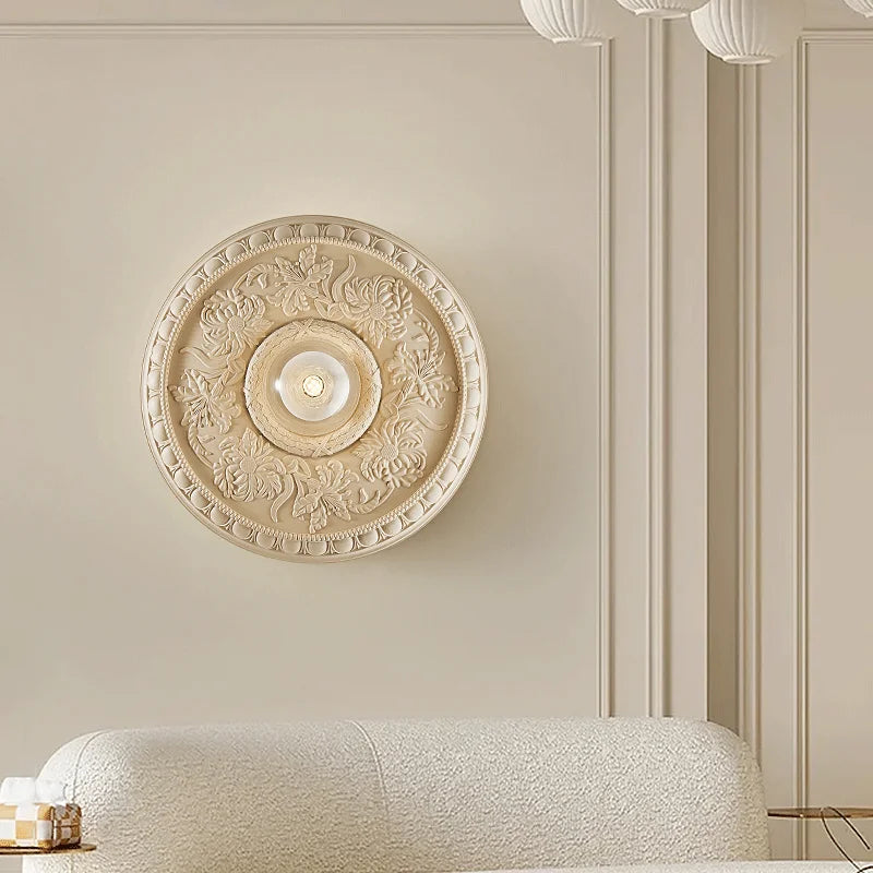 High-end retro wall light with white glass shade