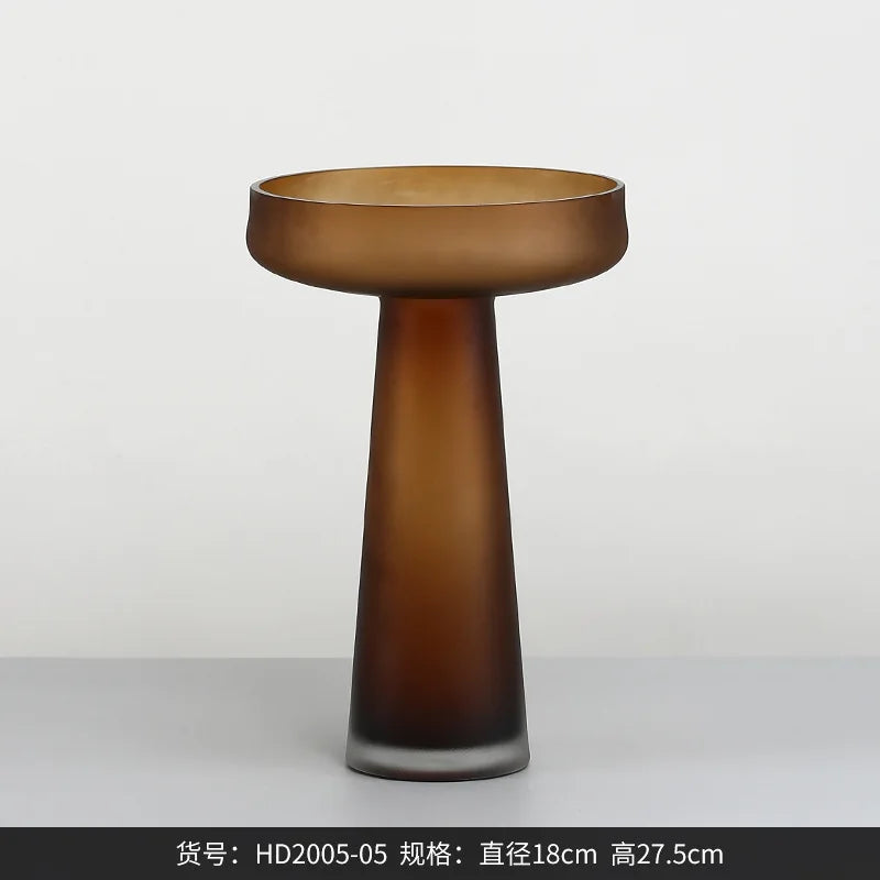 frosted glass vase for interior decoration dried flowers and hydroponics - vue 8 sur 12