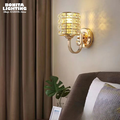 European style crystal wall light with brilliant diamond cut art deco - vue 3 sur 17