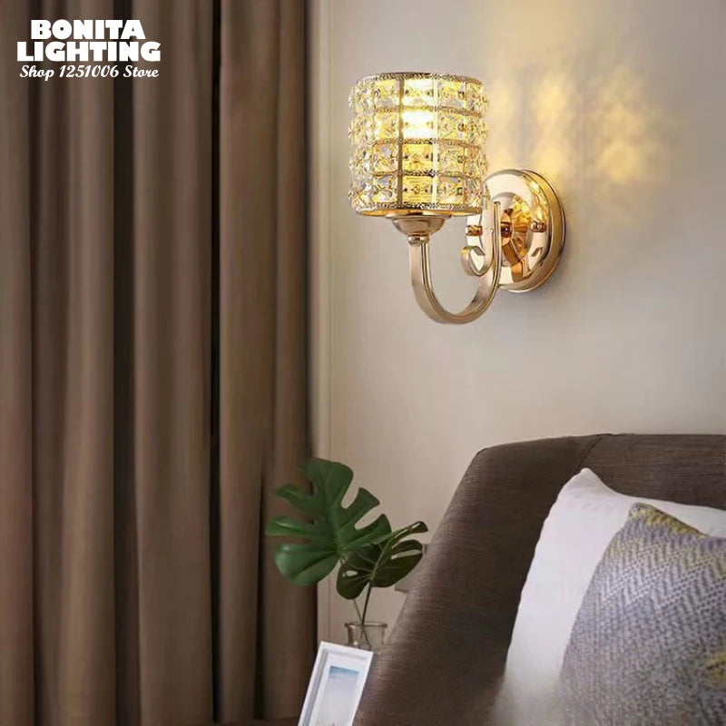 European style crystal wall light with brilliant diamond cut art deco