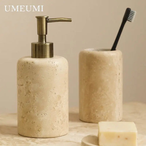 luxury travertine toothbrush holder for bathroom