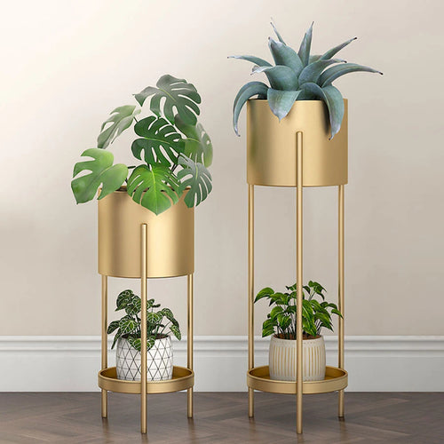 Nordic double-layer iron flower stand for indoor and balcony - vue 2 sur 7