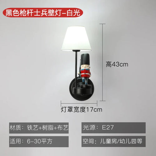 Decorative children's wall light cartoon American soldier - vue 9 sur 11
