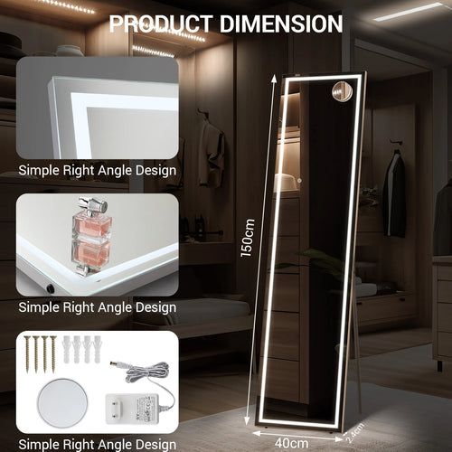 full-length tilting LED mirror with stand and adjustable light