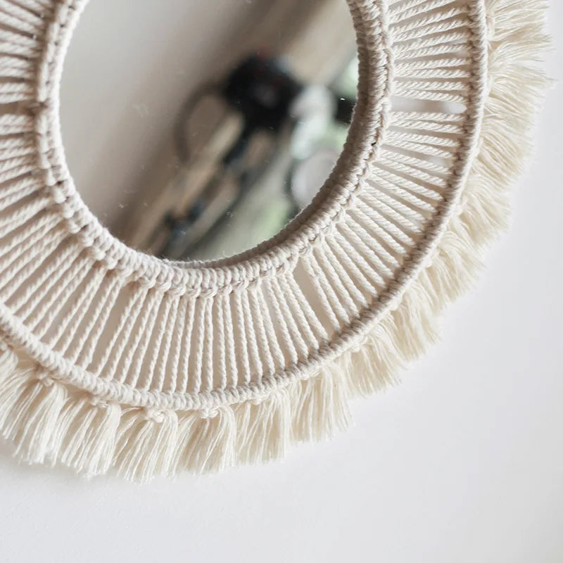 handmade bohemian nordic style decorative wall mirror - vue 6 sur 7