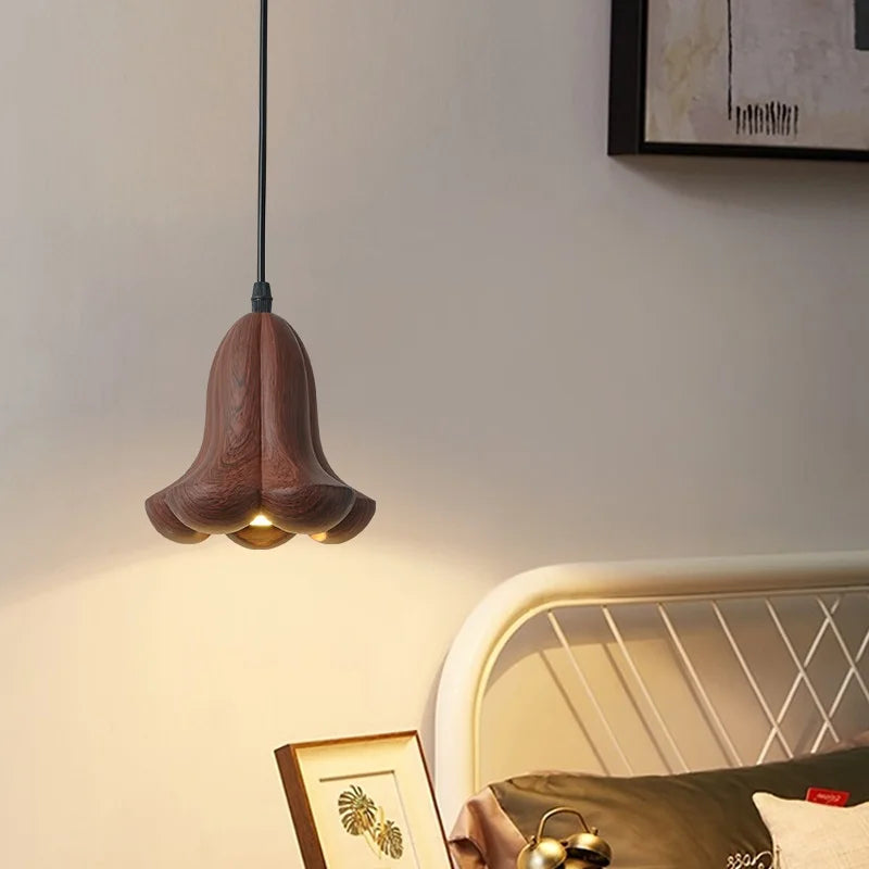 Handmade modern walnut wood pendant light home decor
