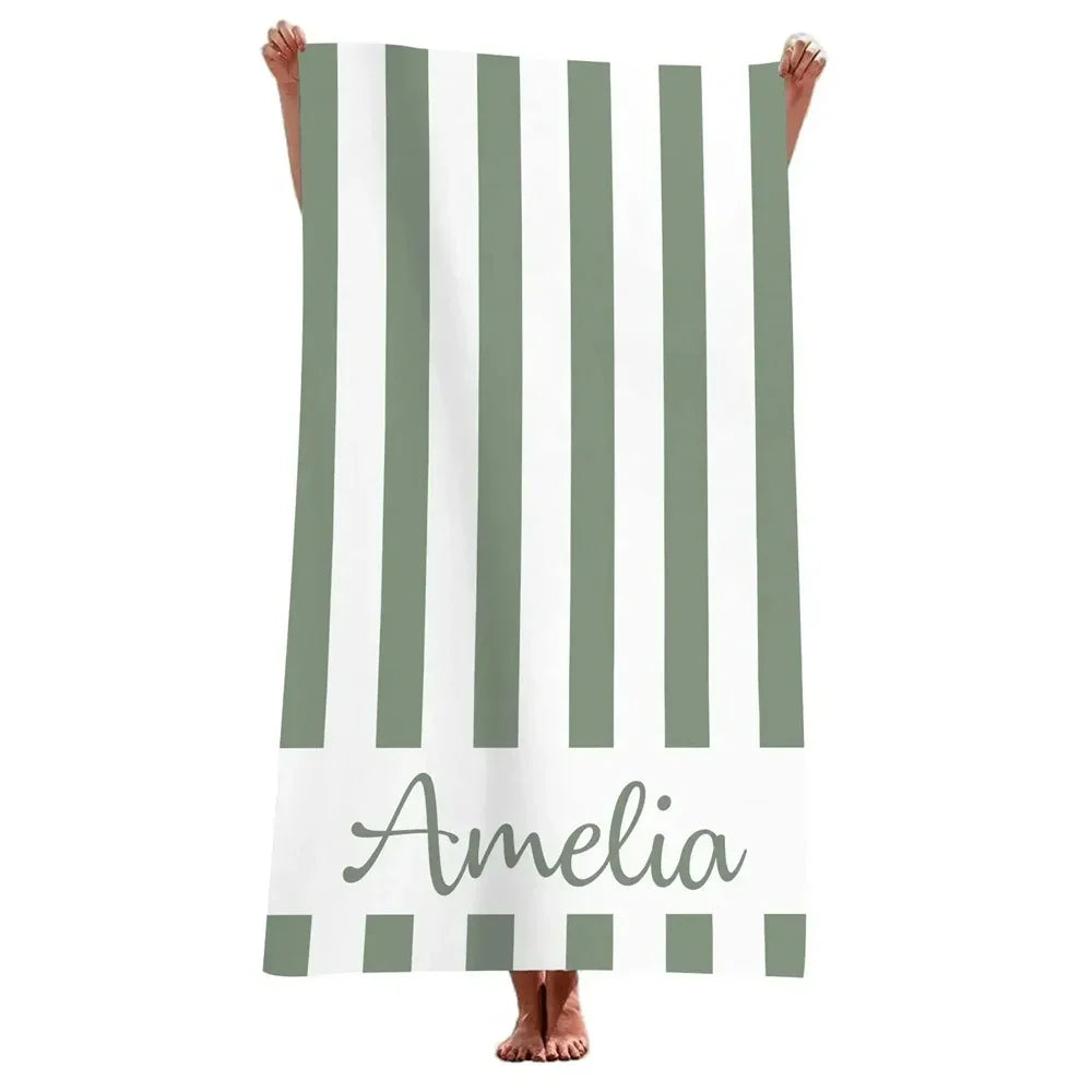 serviette de plage personnalisée rayée microfibre absorbante légère - vue 4 sur 5