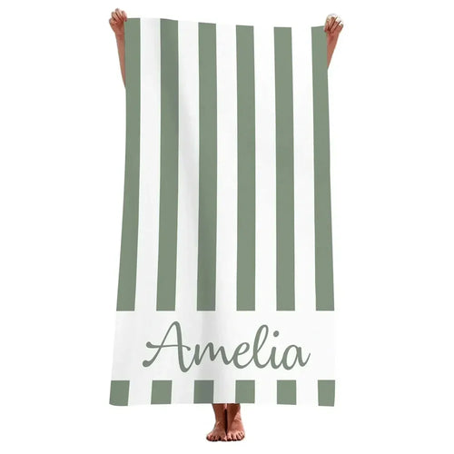 serviette de plage personnalisée rayée microfibre absorbante légère - vue 5 sur 5