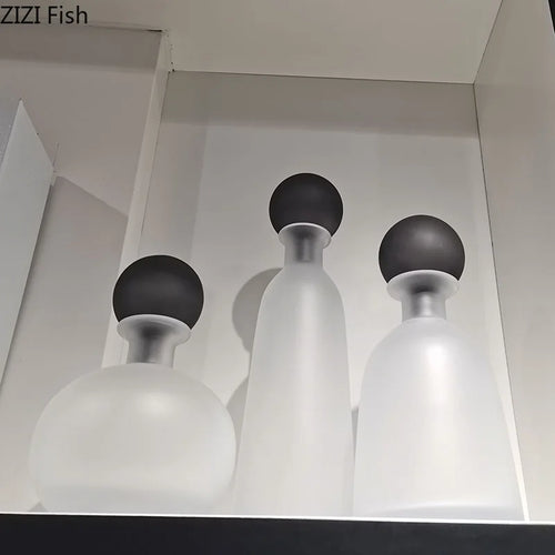 frosted glass vase for artificial flowers modern decoration - vue 3 sur 21