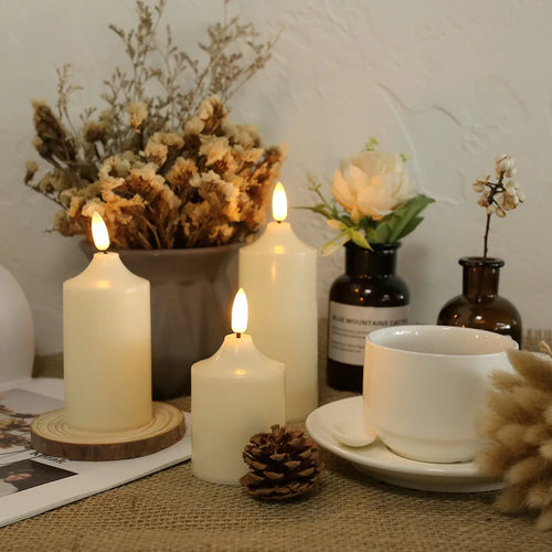 set of 3 flameless led candles with remote timer - vue 5 sur 7