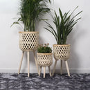 woven rattan flower stand for interior decoration