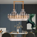 Modern dimmable oval crystal LED chandelier, trendy 2022 design
