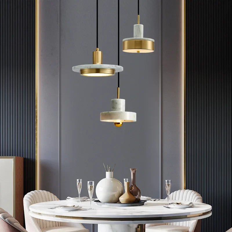Nordic marble and copper pendant light modern design