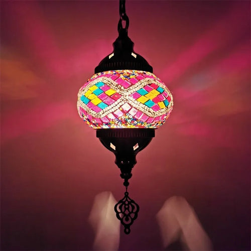 Mediterranean style stained glass pendant light romantic bohemian lighting - vue 8 sur 16