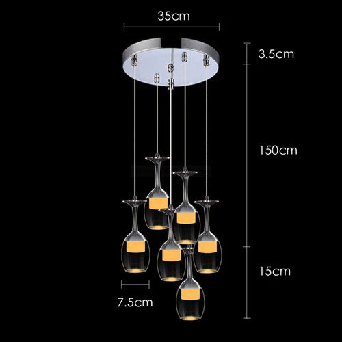 Modern wine glass pendant lights for bar and café - vue 11 sur 16