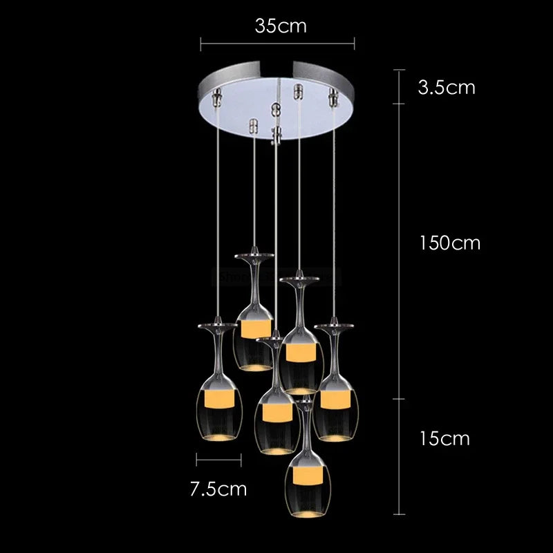 Modern wine glass pendant lights for bar and café - vue 10 sur 16