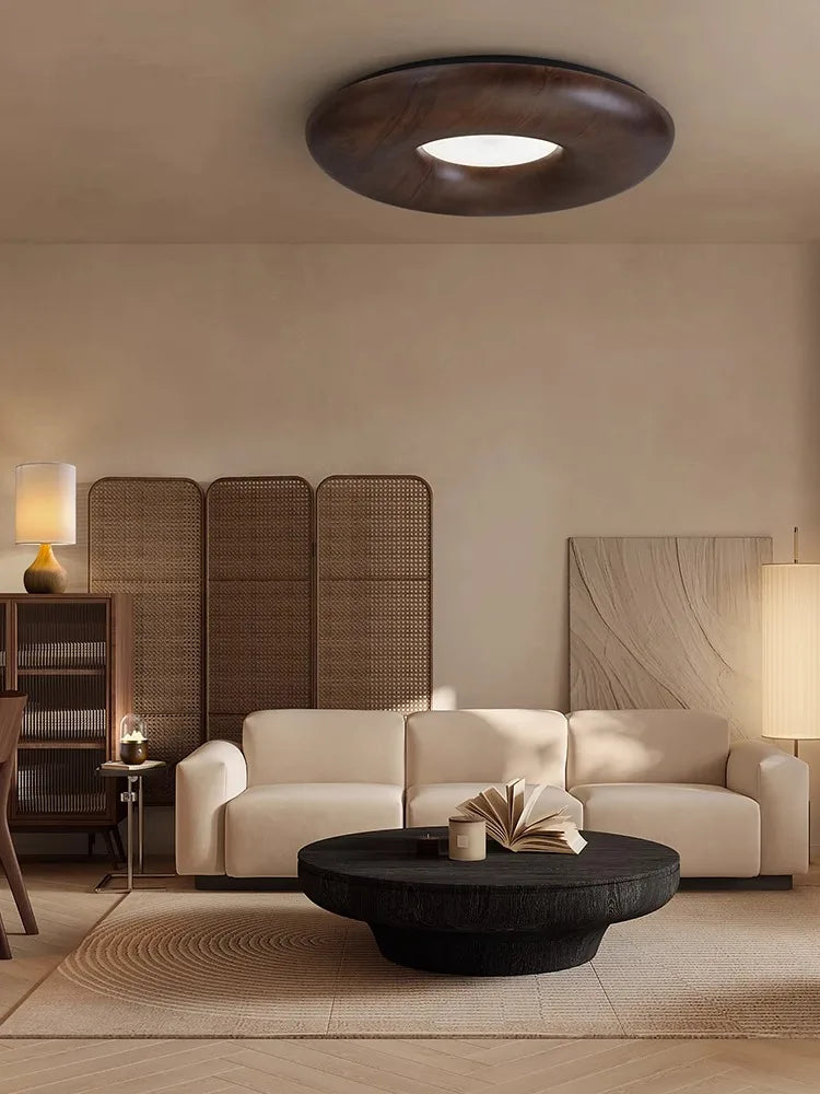 Modern retro dark wood LED ceiling light large chandelier
