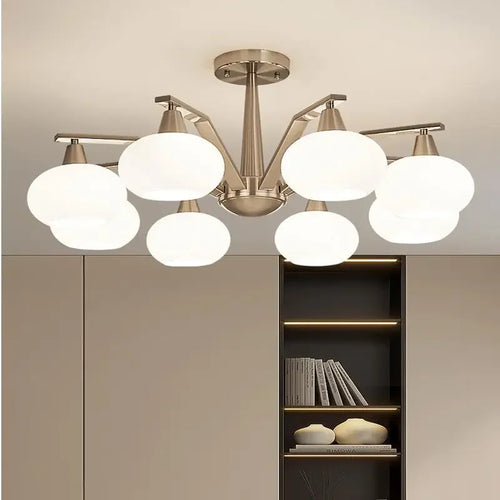 Modern metal chandelier with decorative LED lighting - vue 4 sur 12