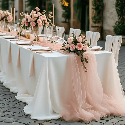 Chemin de table gaze transparente decoration mariage fete - vue 3 sur 6
