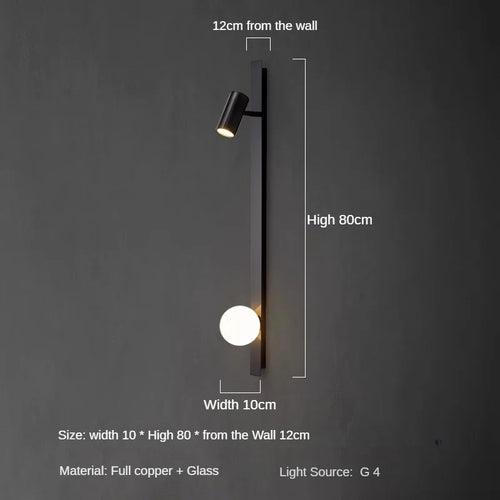 Minimalist luxury copper wall light with LED strip - vue 8 sur 8