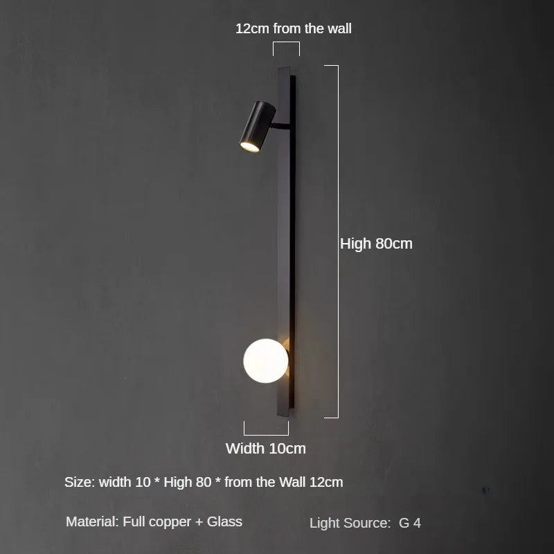 Minimalist luxury copper wall light with LED strip - vue 7 sur 8