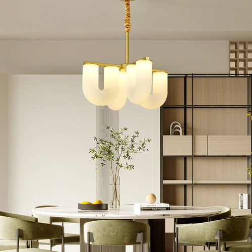 Modern chandelier in acrylic and gold metal for elegant interiors - vue 5 sur 10