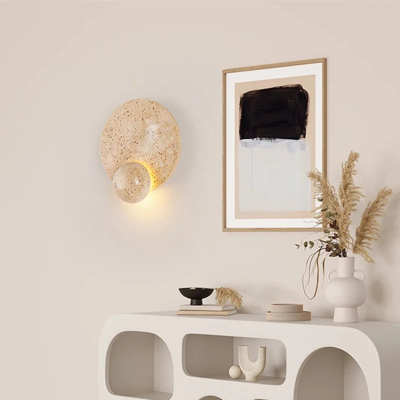 applique murale led en pierre naturelle ronde art déco - vue 3 sur 7