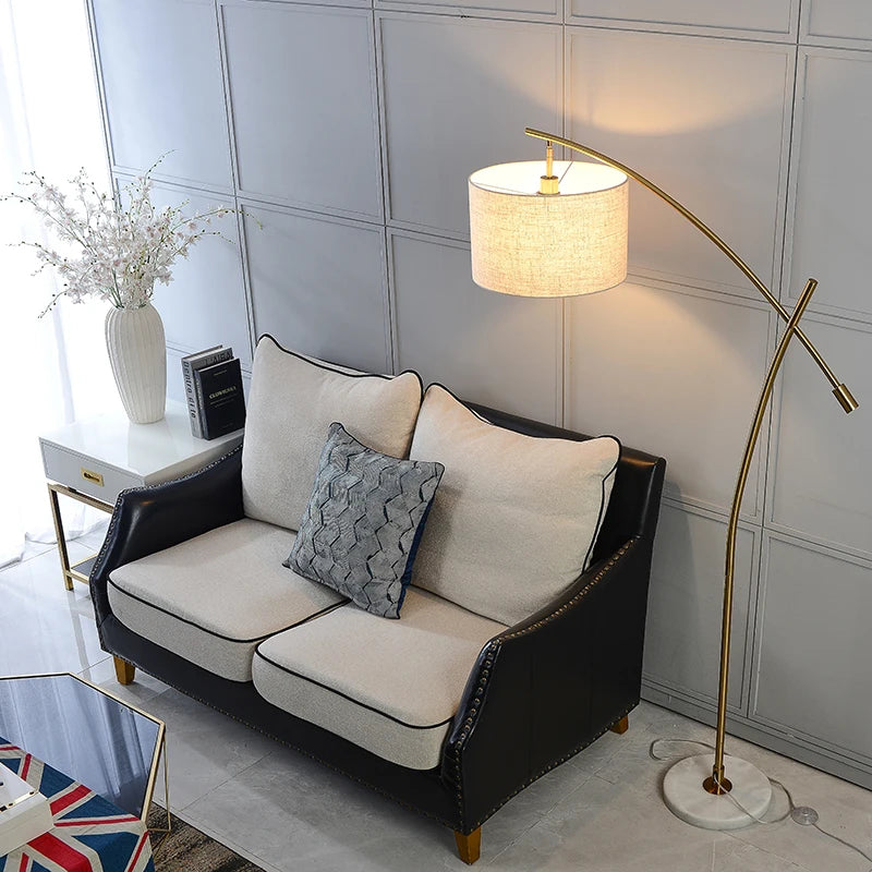Luxury metal floor lamp with fabric shade - vue 2 sur 9