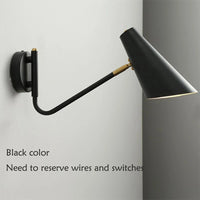 Retro adjustable wall light with black and gold LED e27 switch