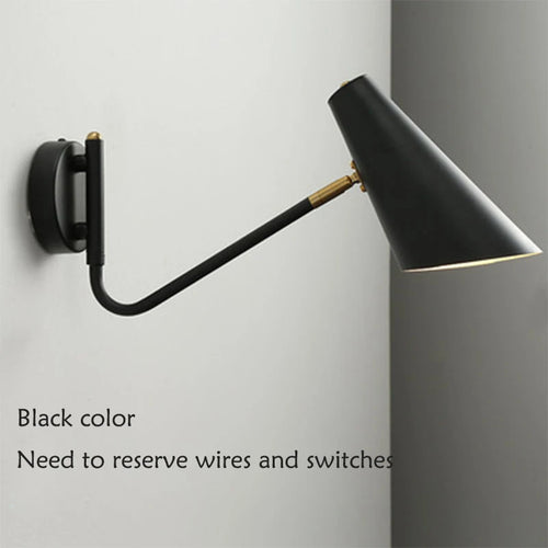 Retro adjustable wall light with black and gold LED e27 switch