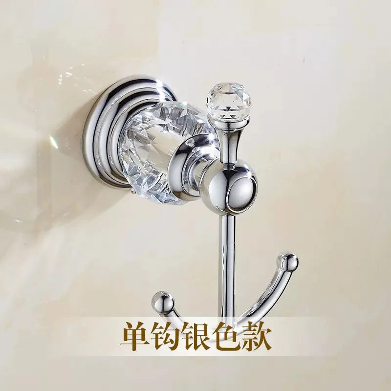 crystal and stainless steel hook for bathroom