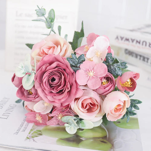 Artificial silk peony and hydrangea bouquet for wedding and home decoration - vue 39 sur 40